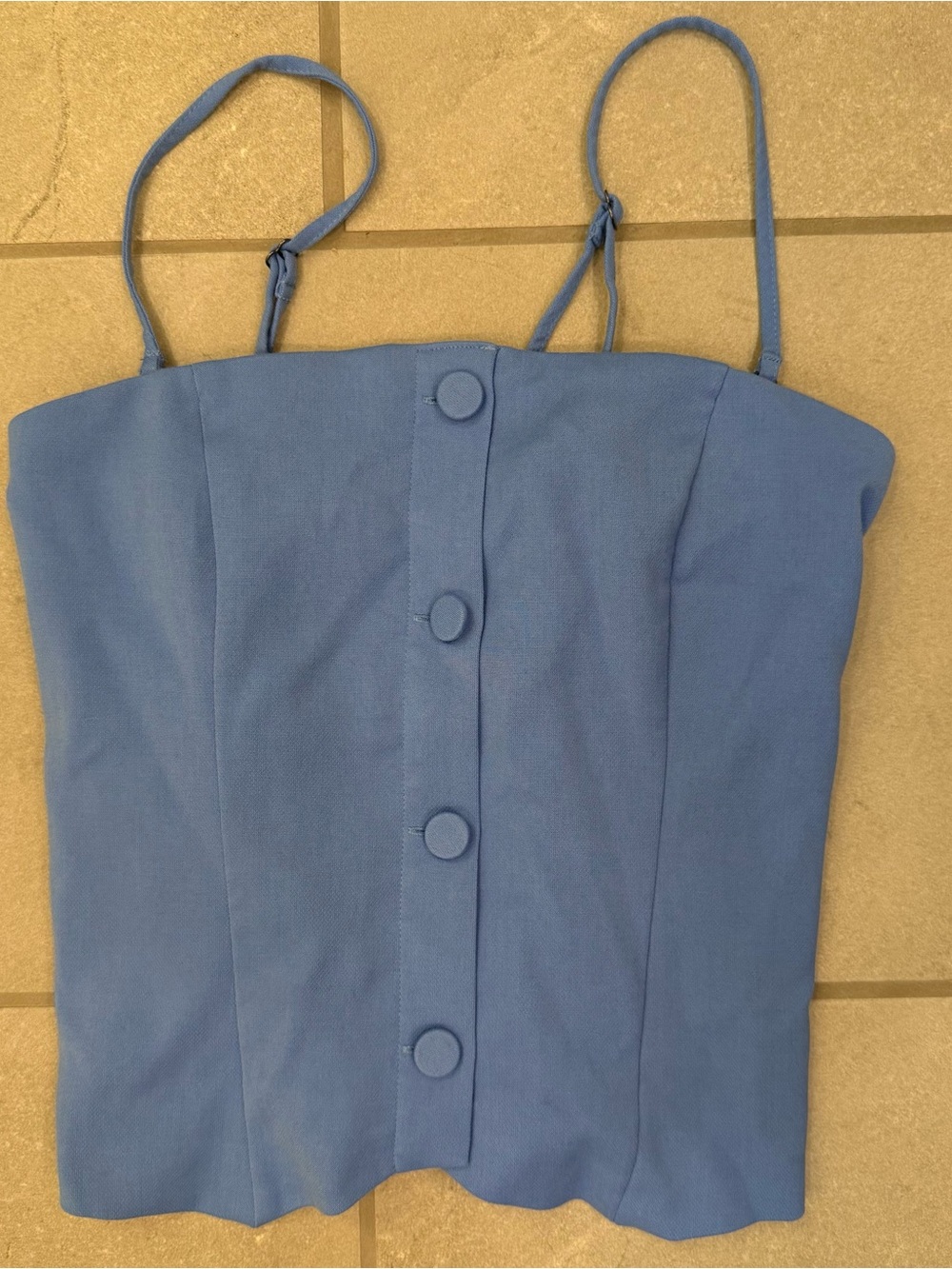 Abercrombie & Fitch Strapless Cropped‎ Tailored Vest in Marine Blue